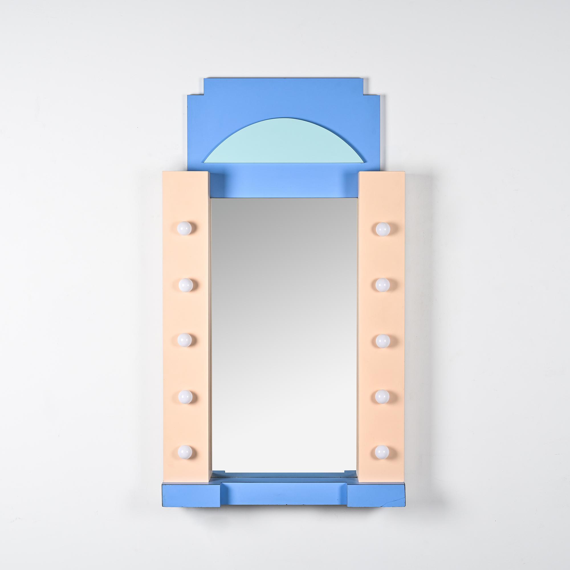 Polychrome wall mirror, France, circa 1980
