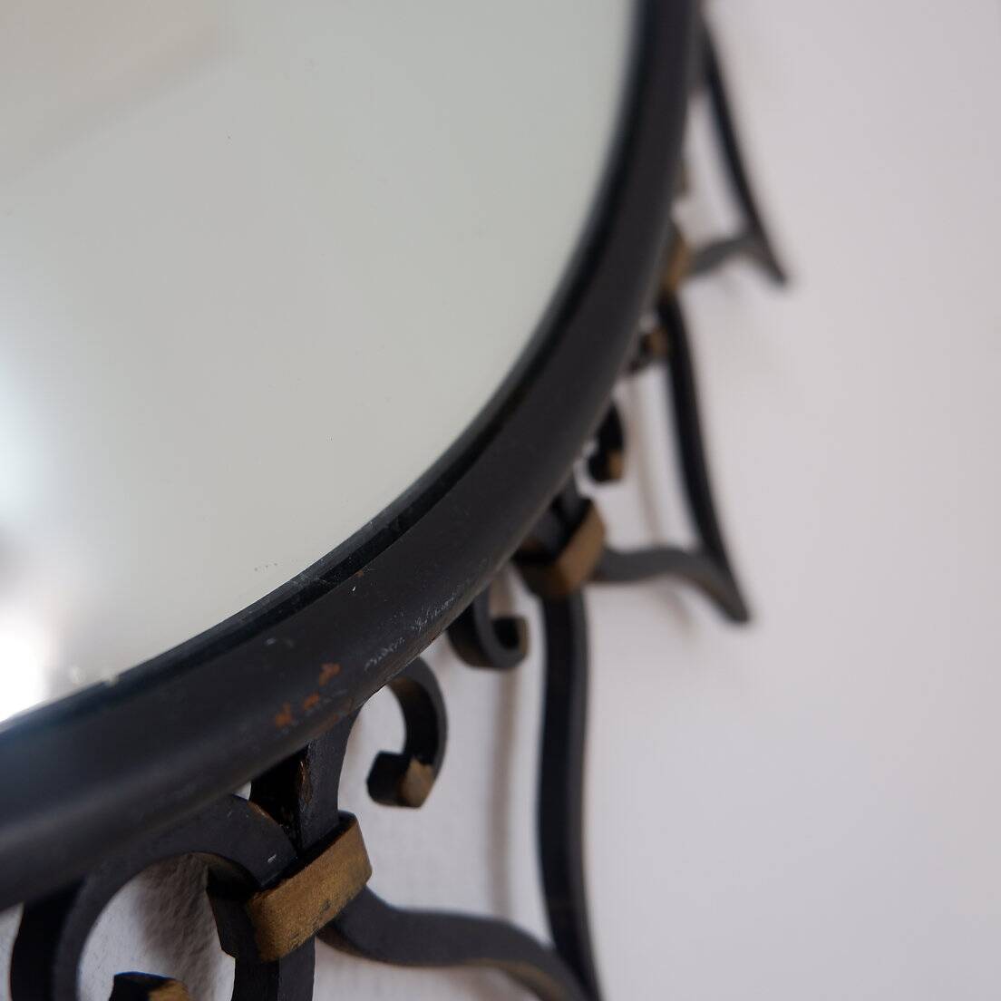 Vintage Black metal sun mirror