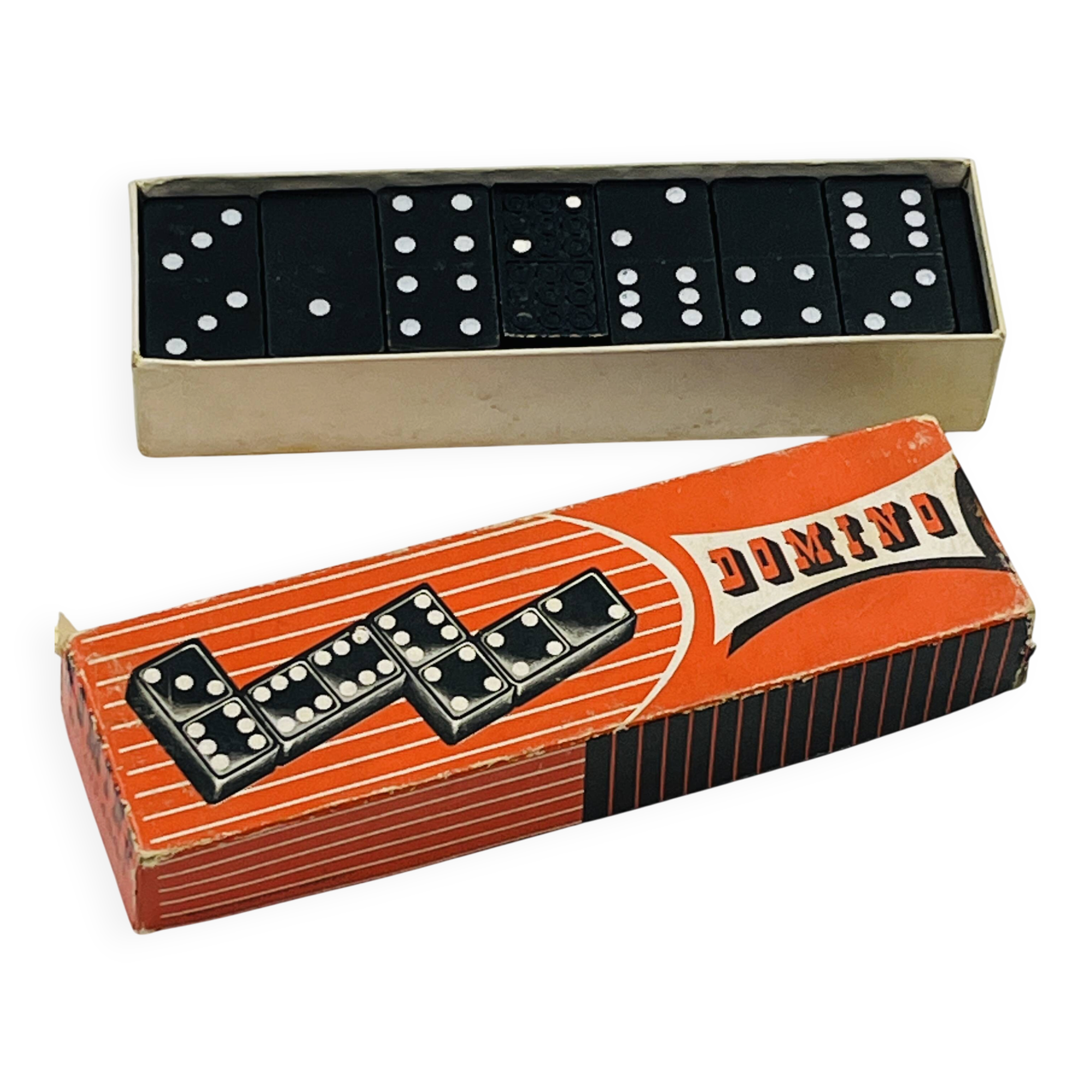 Complete vintage domino set with original box.