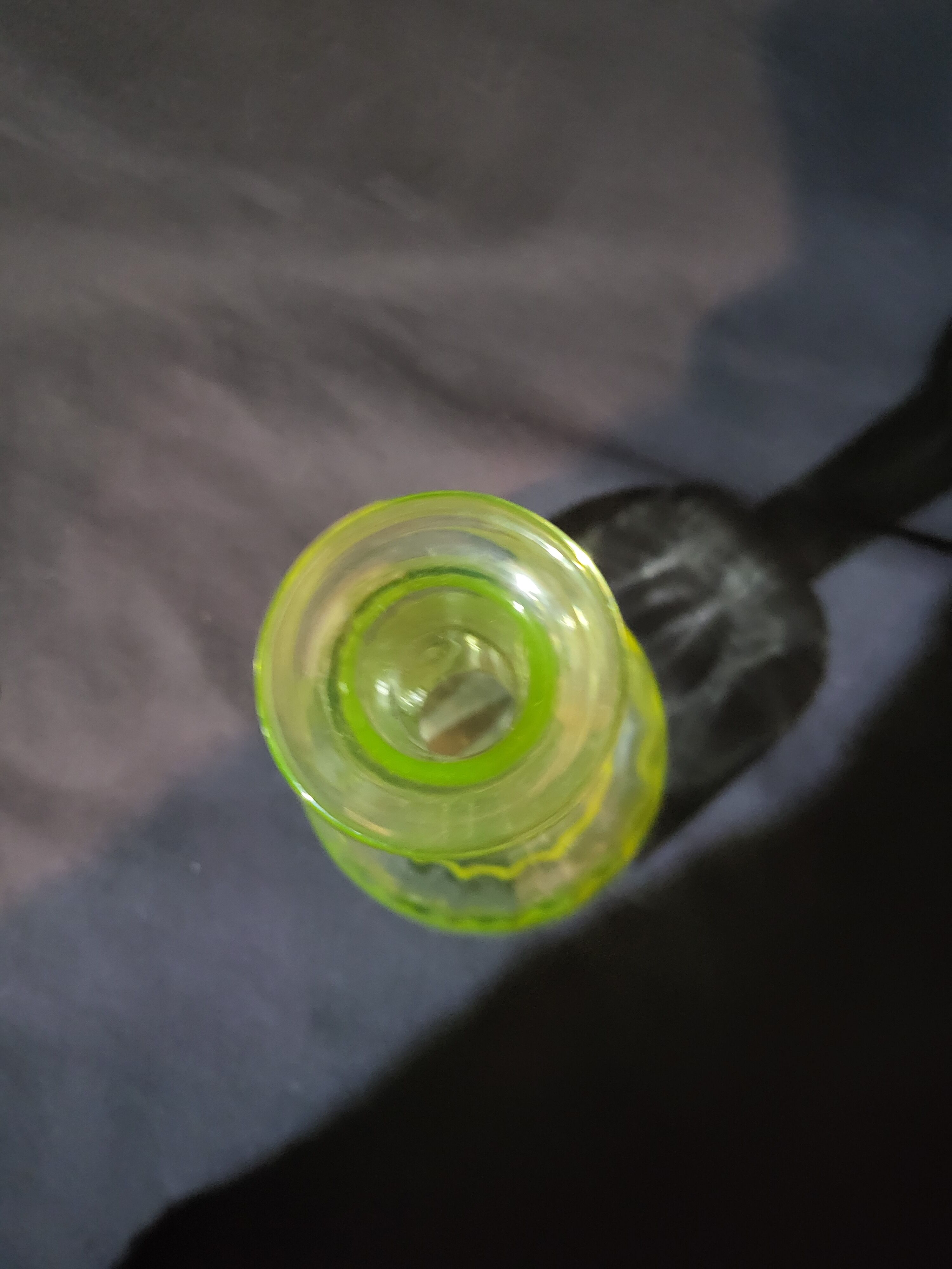 Old carafe yellow uralin