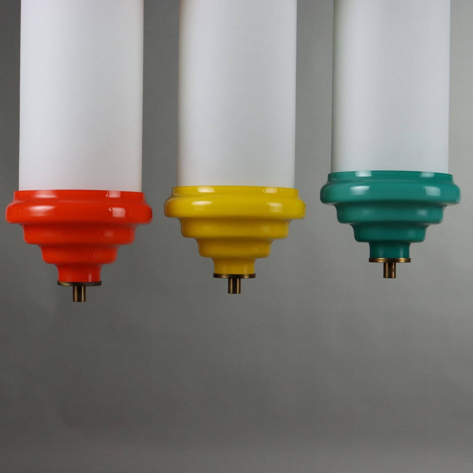 Original vintage glass and aluminum lamp from Italy, dating from the 1960s