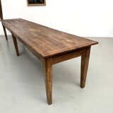 XXL farmhouse table 4 metres in solid pine - 6 legs - 1950s