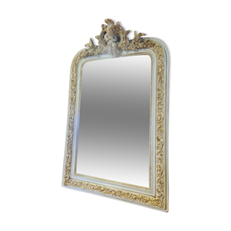 Miroir patiné beige et doré avec un ange