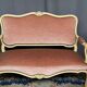 Louis XV style seat and bench set in pink fabric