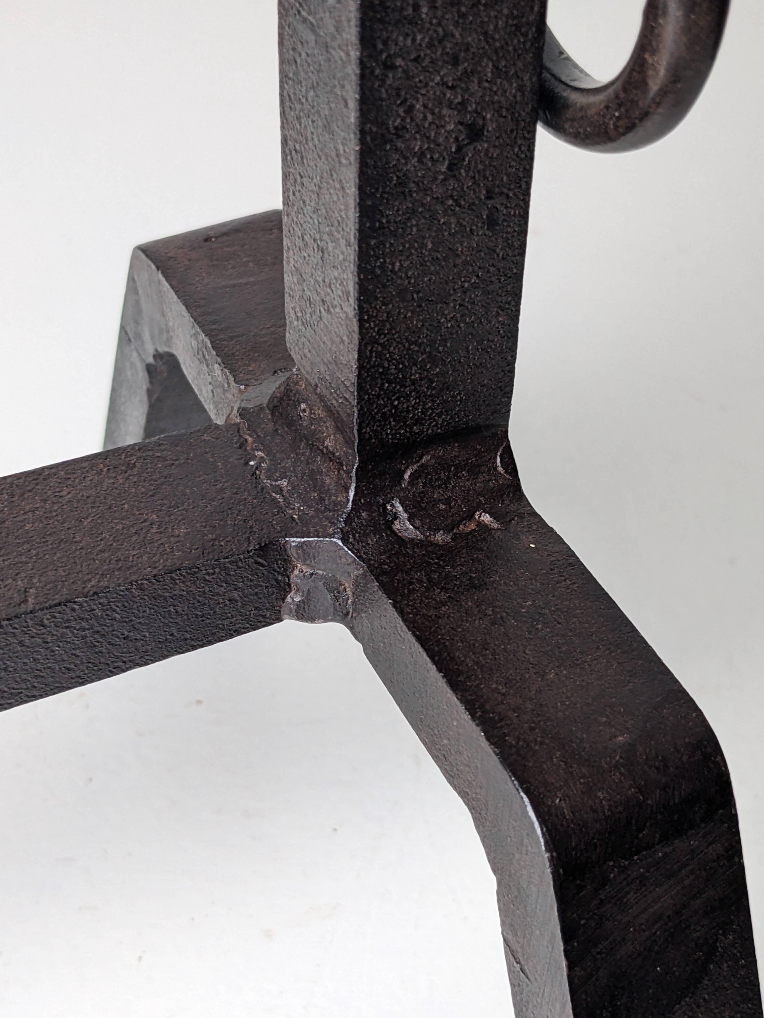 Pair of modernist wrought iron andirons - 1950s