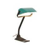 Art Deco Desk Lamp Notary Lamp Erpe Model 52 Wrought Iron Green Enamel Shade