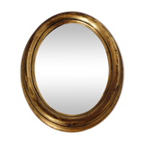 Miroir ovale cadre en bois doré 22 X 17 X 2 cm.