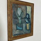 Original mid-century Swedish oil on panel – “Plant Pot” by Lennart Liljo – vintage & framed – 34 × 43 cm