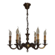 French Mid Century Brass & Copper 6 Light Traditional Style Chandelier 5571
