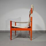 Safari lounge chair, model 30, designed by Erik Worts and manufactured by Niels Eilersen, Denmark 1960.