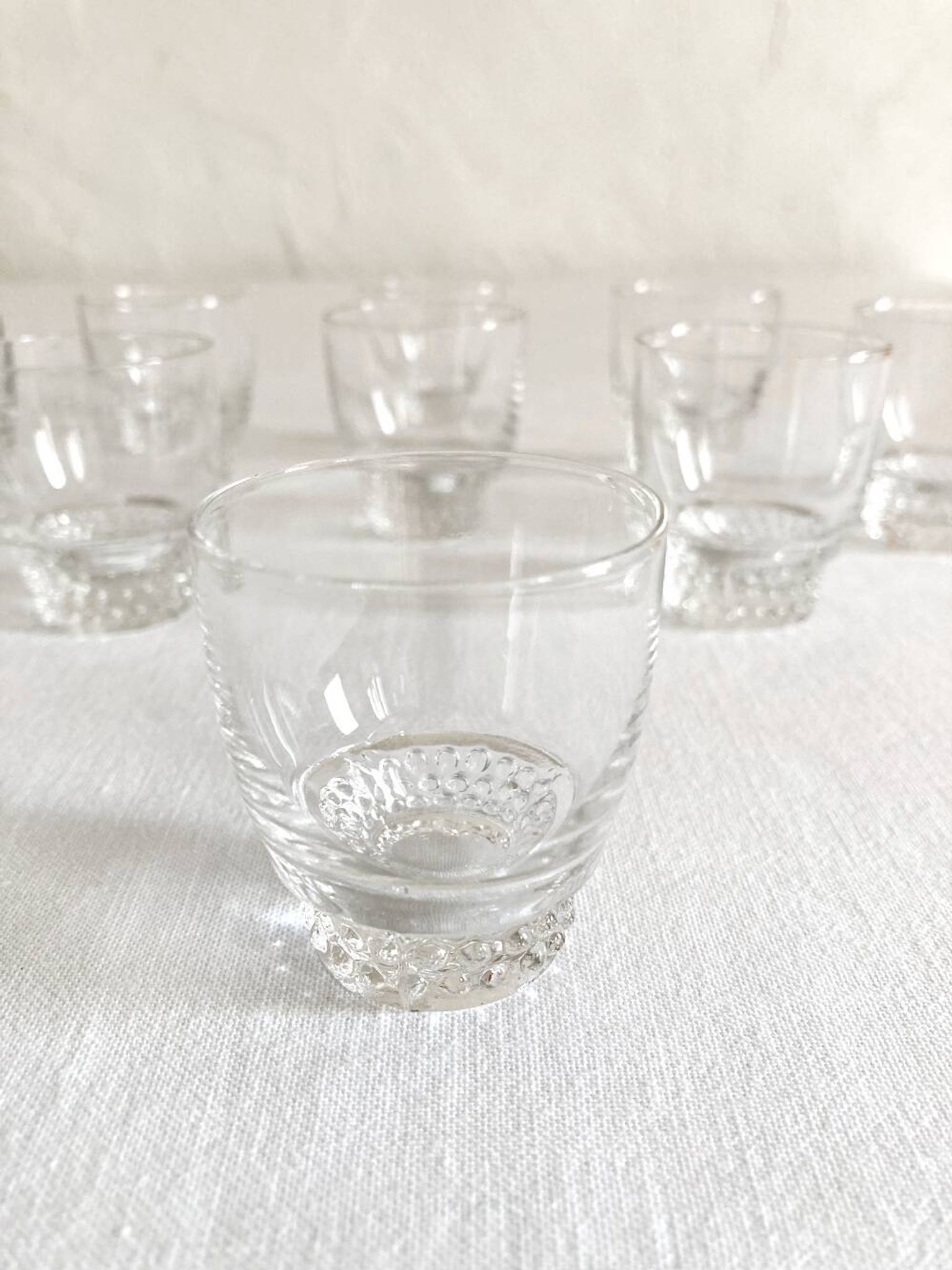 9 crystal liqueur glasses, 1950s