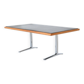 Warren Platner writing desk leather and oak Knoll United States 1970