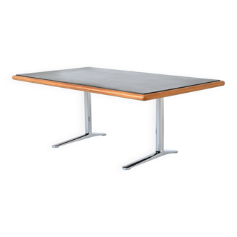 Warren Platner writing desk leather and oak Knoll United States 1970