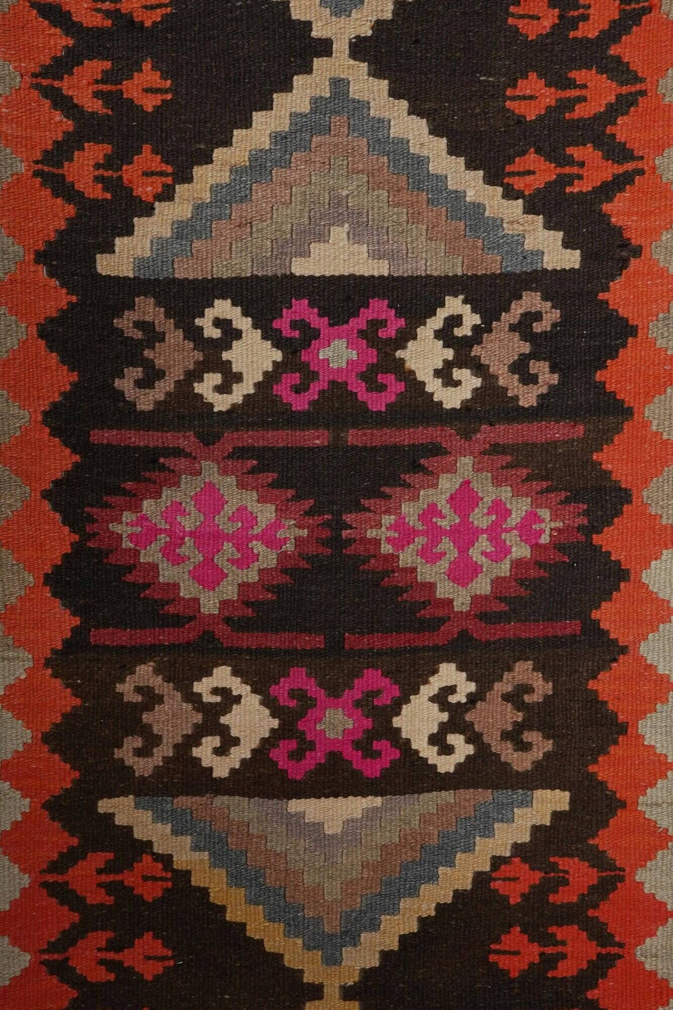 Vintage Turkish hallway rug 96x384 cm