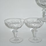 Set of 4 faceted crystal champagne glasses, 1930