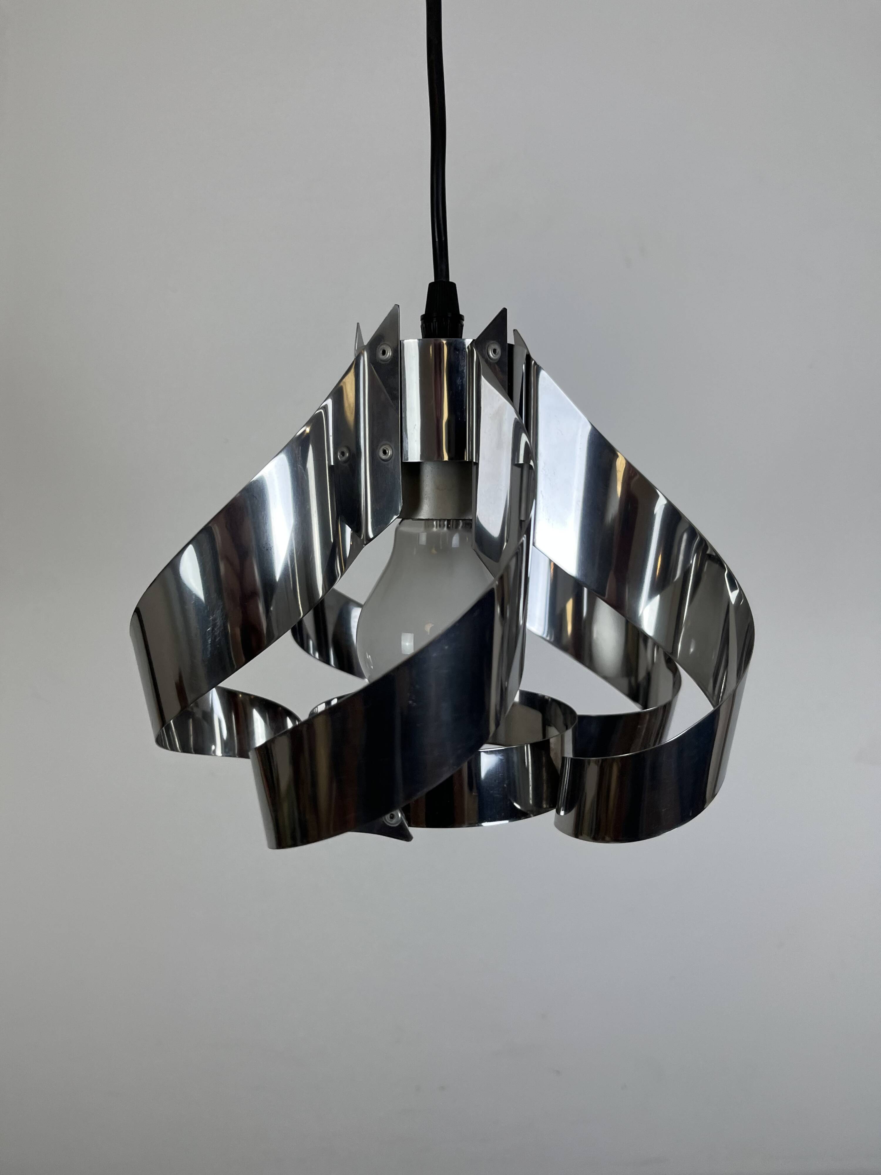70s chrome spiral pendant light