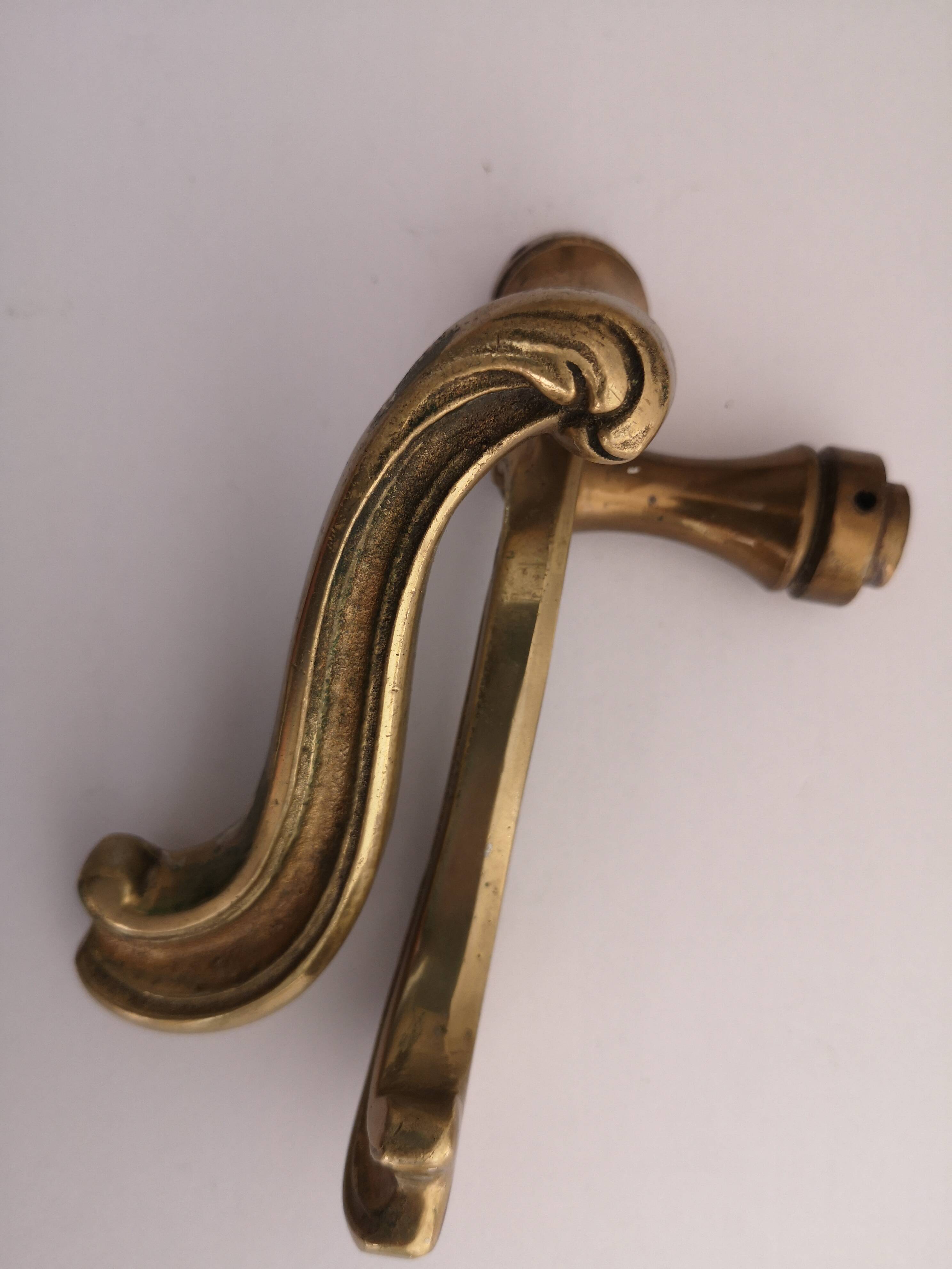 Set of 10 pairs of solid brass door handles – antique style / classic