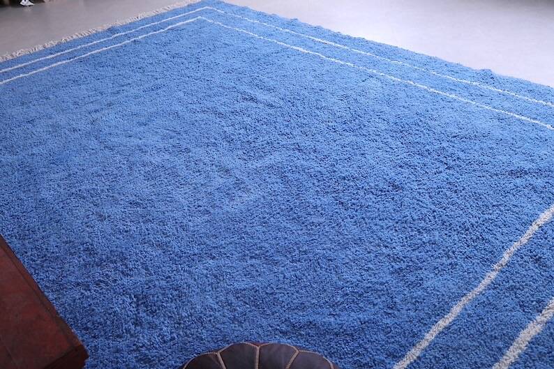 Handmade traditional blue Moroccan wool rug