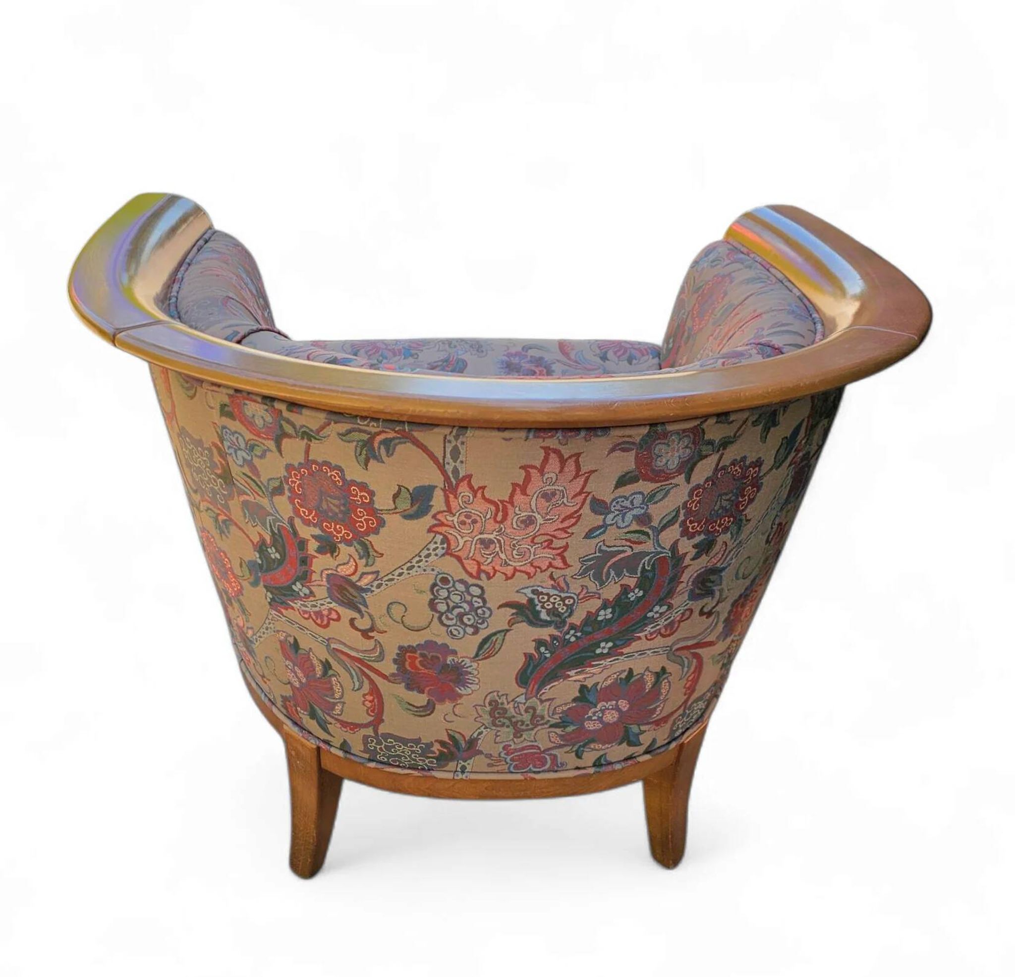 2 x armchair / club chair / floral fabric / 1980s