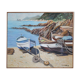 Oil on canvas Barques on the beach