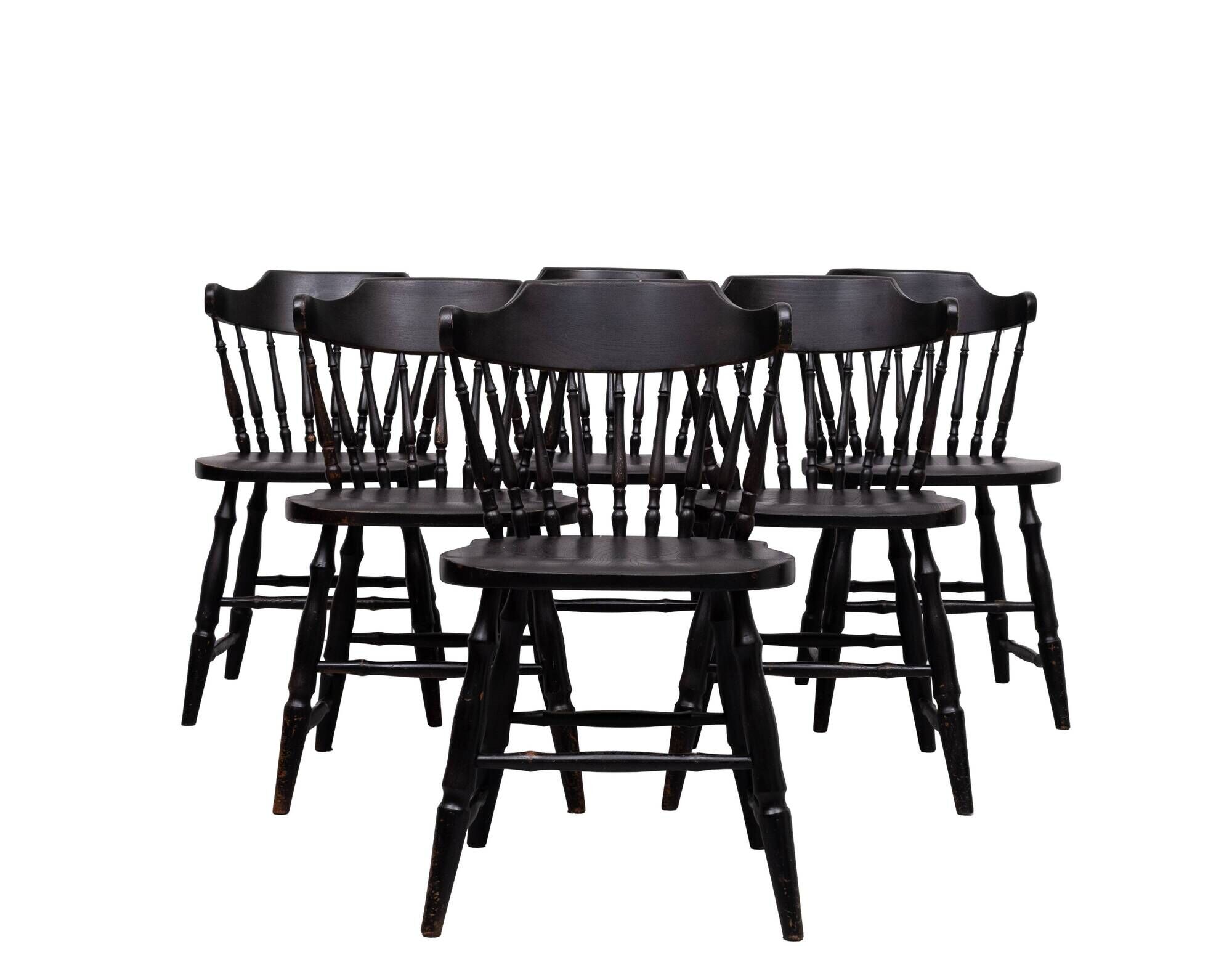 set of 6 Black Oak Windsor style Spindle-back dining chairs. Holland