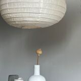 Suspension in rattan and natural japanese linen in the shape of a drop