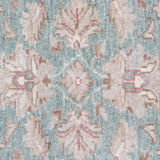 Traditional green cream ziegler rug, oriental floral wool rug-70x190cm