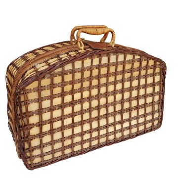 Panier de pique-nique en osier, intérieur en vichy bleu
