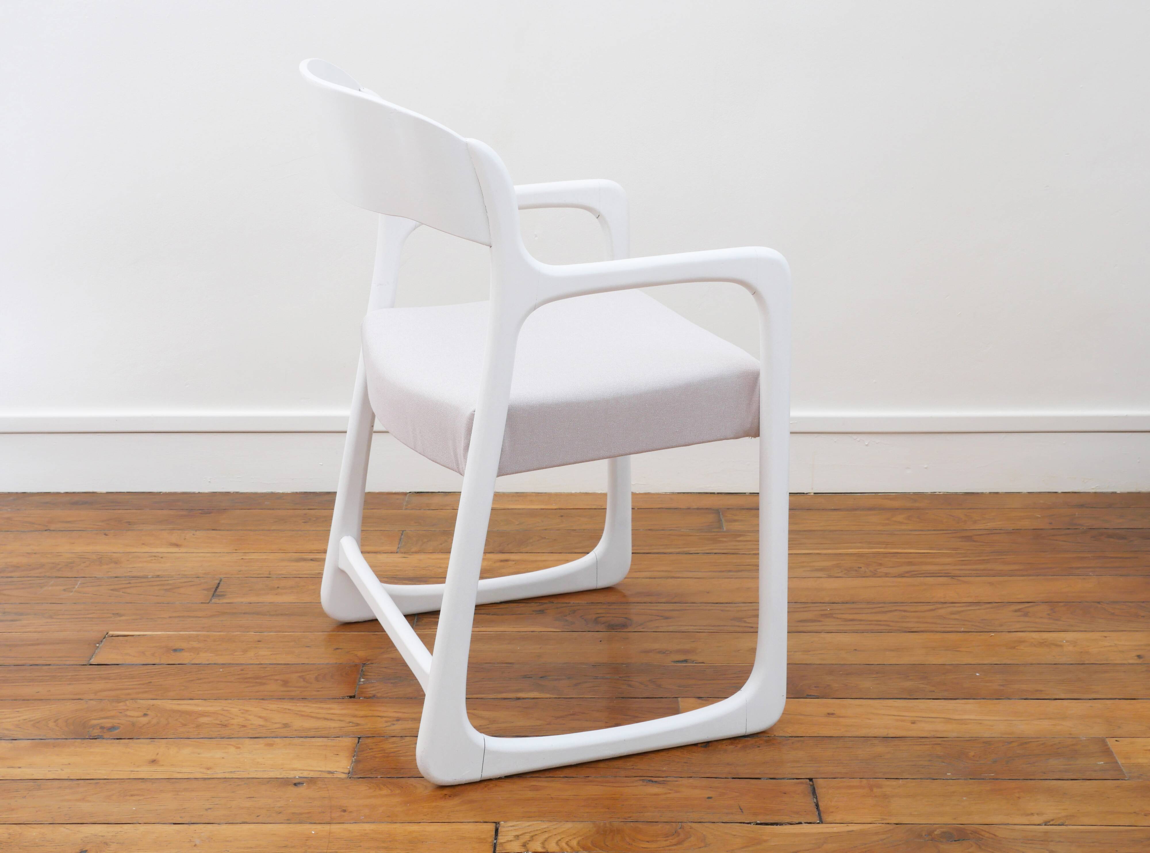 Baumann Sleigh Armchair - Restored - Fabric, foam & straps: new