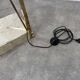 70s design floor lamp, brass and travertine, Hollywood Regency