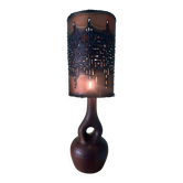 Large vintage ceramic floor lamp accolay & brutalist copper - 10