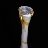 Jugendstil 'organic' vase in white glass with amber veins