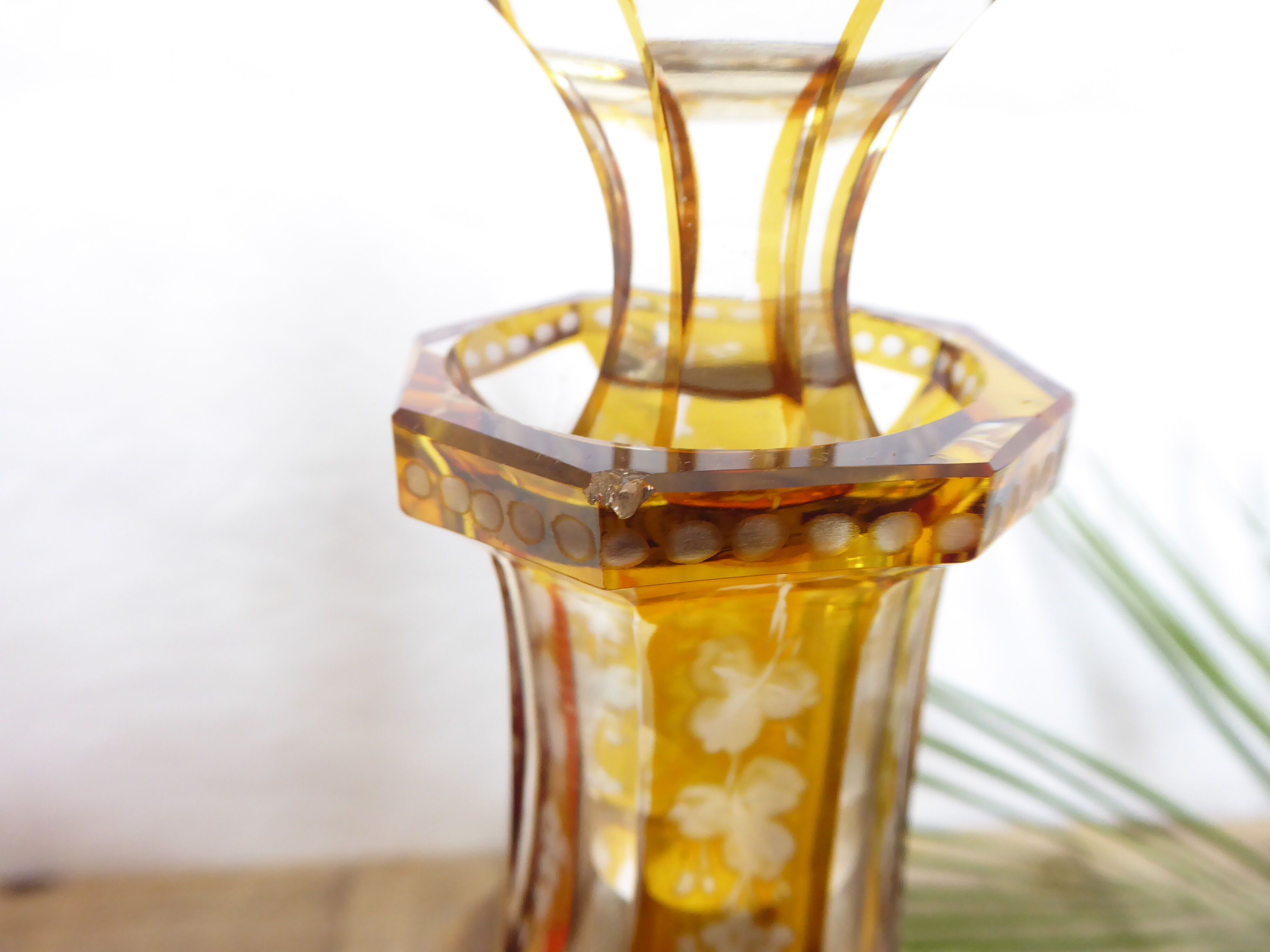 Engraved and cut crystal decanter