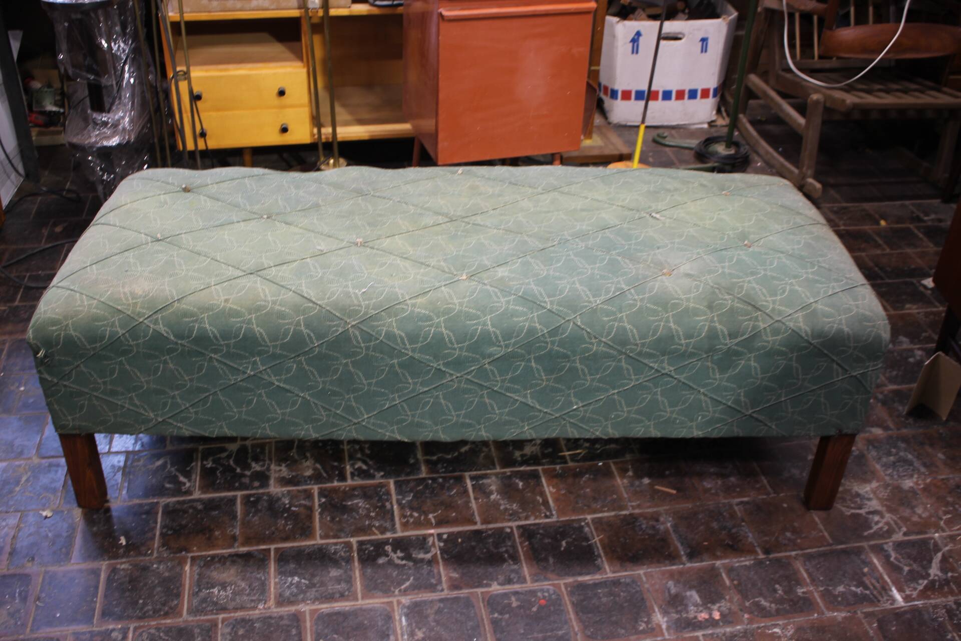 1930s Extraordinary Art Deco Ottoman in Sheepskin Upholstery, Czechoslovakia