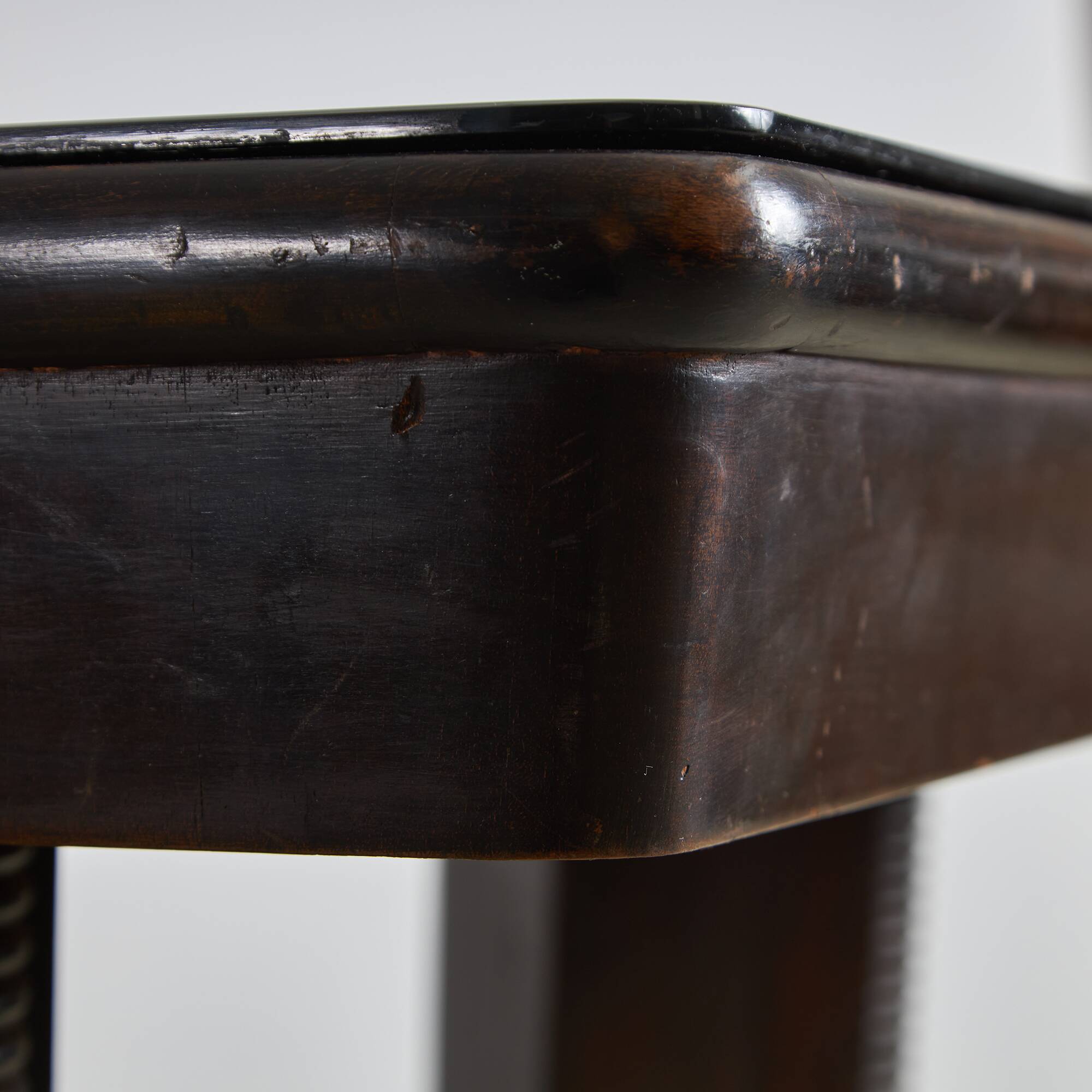 Large Robust Dinig Table with Carved Legs and Glass Top