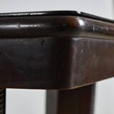 Large Robust Dinig Table with Carved Legs and Glass Top