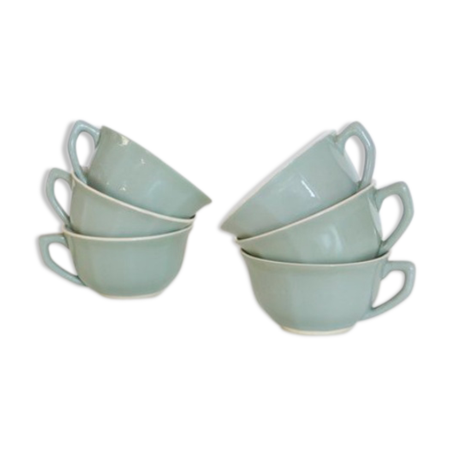 Set of 6 cups of the 1950s, the pottery of Sarreguemines