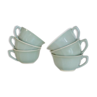 Set of 6 cups of the 1950s, the pottery of Sarreguemines