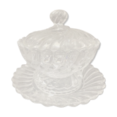 Bonbonnière en cristal de Baccarat à cotes torses et son plateau