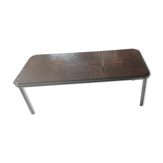 Coffee table circa 1970 in chrome metal and resin top