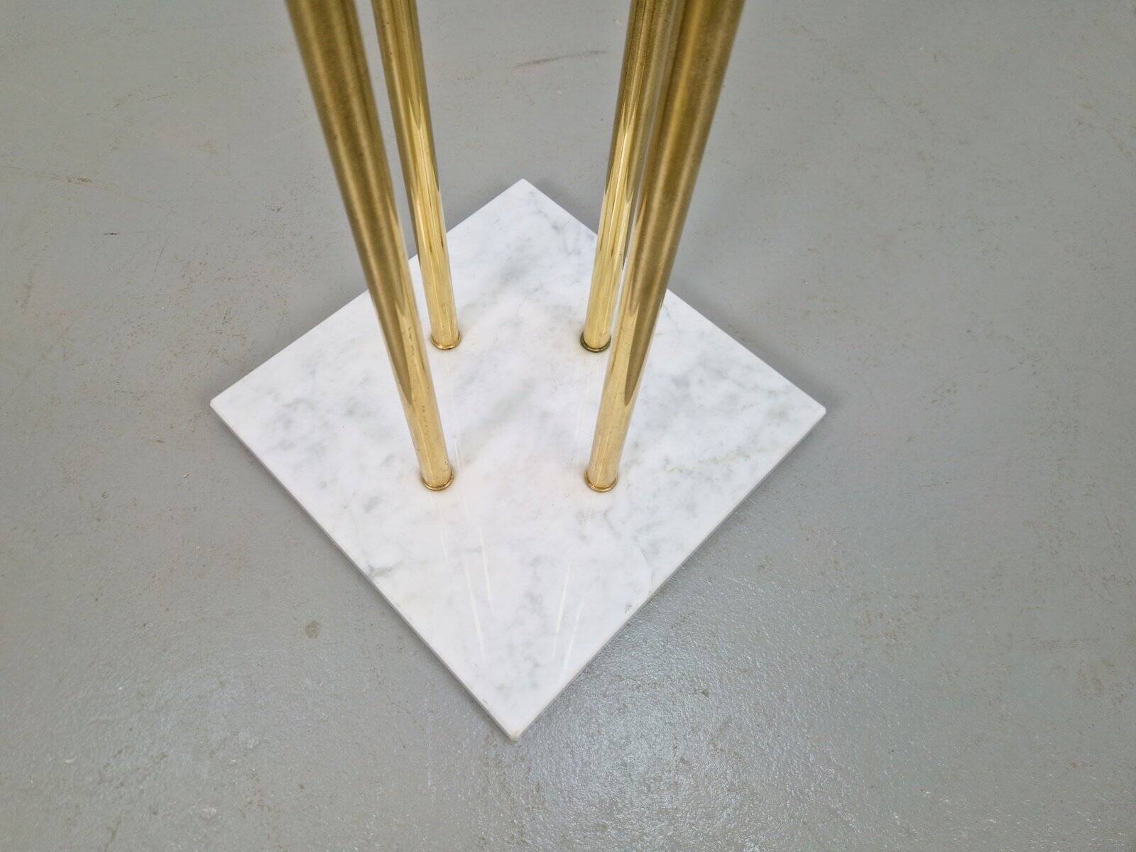 Italian Carrara Marble and Brass Freestanding Coat Rack, 1960s