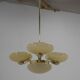 Art Nouveau Brass and Glass Chandelier, 1920s, Perfect Condition