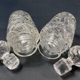 Pair of early 20th century SAINT LOUIS crystal perfume bottles, Fleurs de viole model