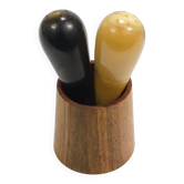 Carl Aubock II Rare salt and pepper shaker, walnut and horn, Austria, 1950s