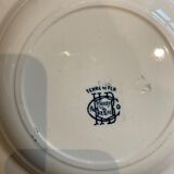 Set of 4 hollow plates, insect and fruit decorations, Manufacture Choisy le Roi, Terre de fer