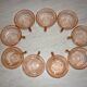 Lot 9 art deco cups in pink transparent glass