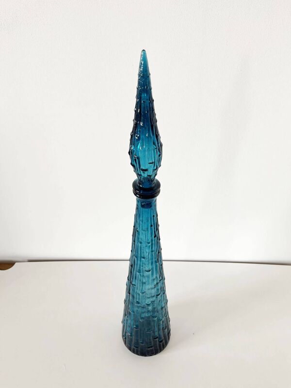 Carafe italienne Empoli en verre bleu, 1960