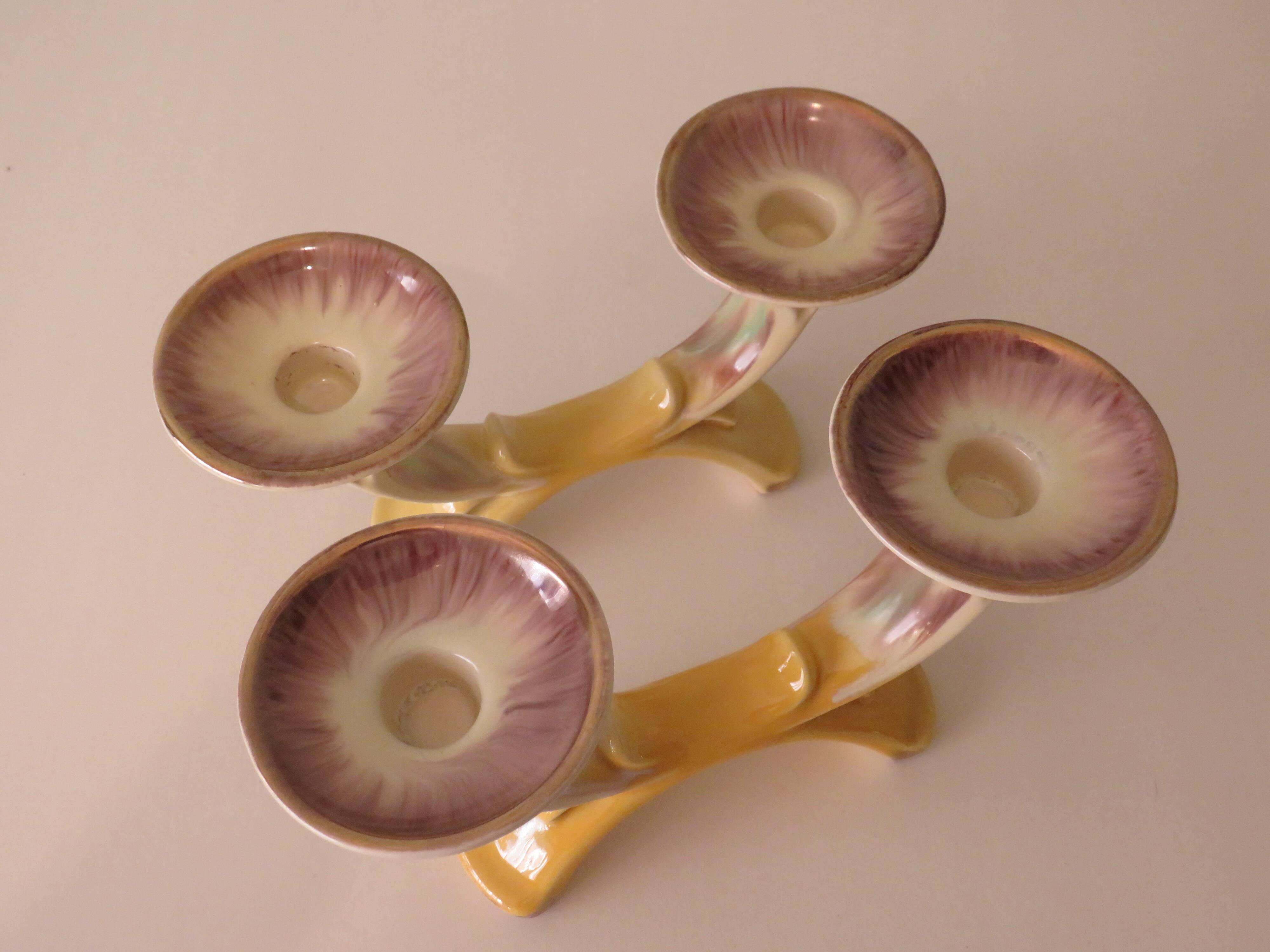 Set of 2 ceramic candle holders in the early twentieth century.