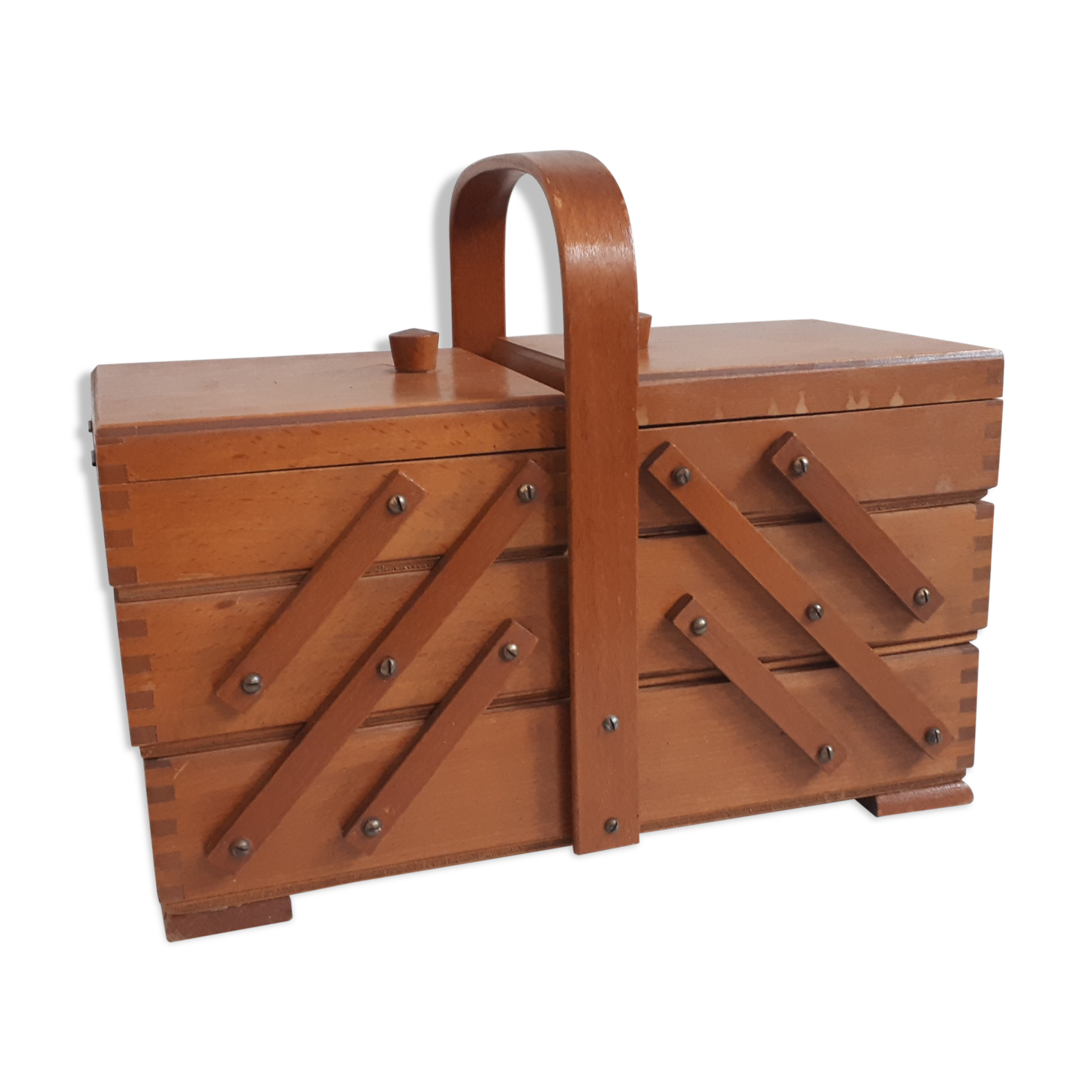 Wooden sewing basket