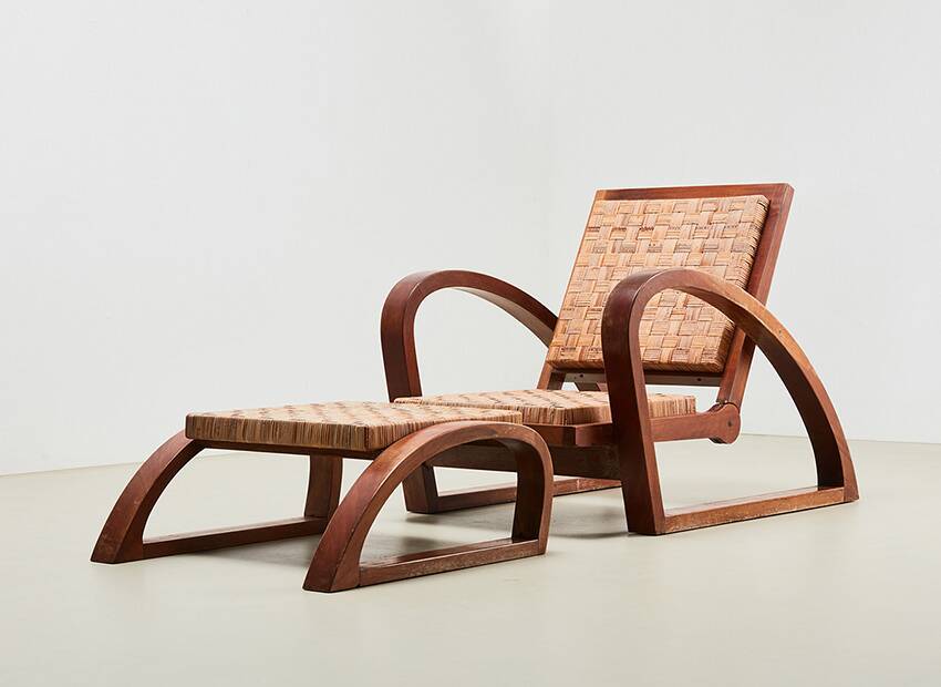 Francis Jourdain Lounge Chair + Ottoman France 1920s